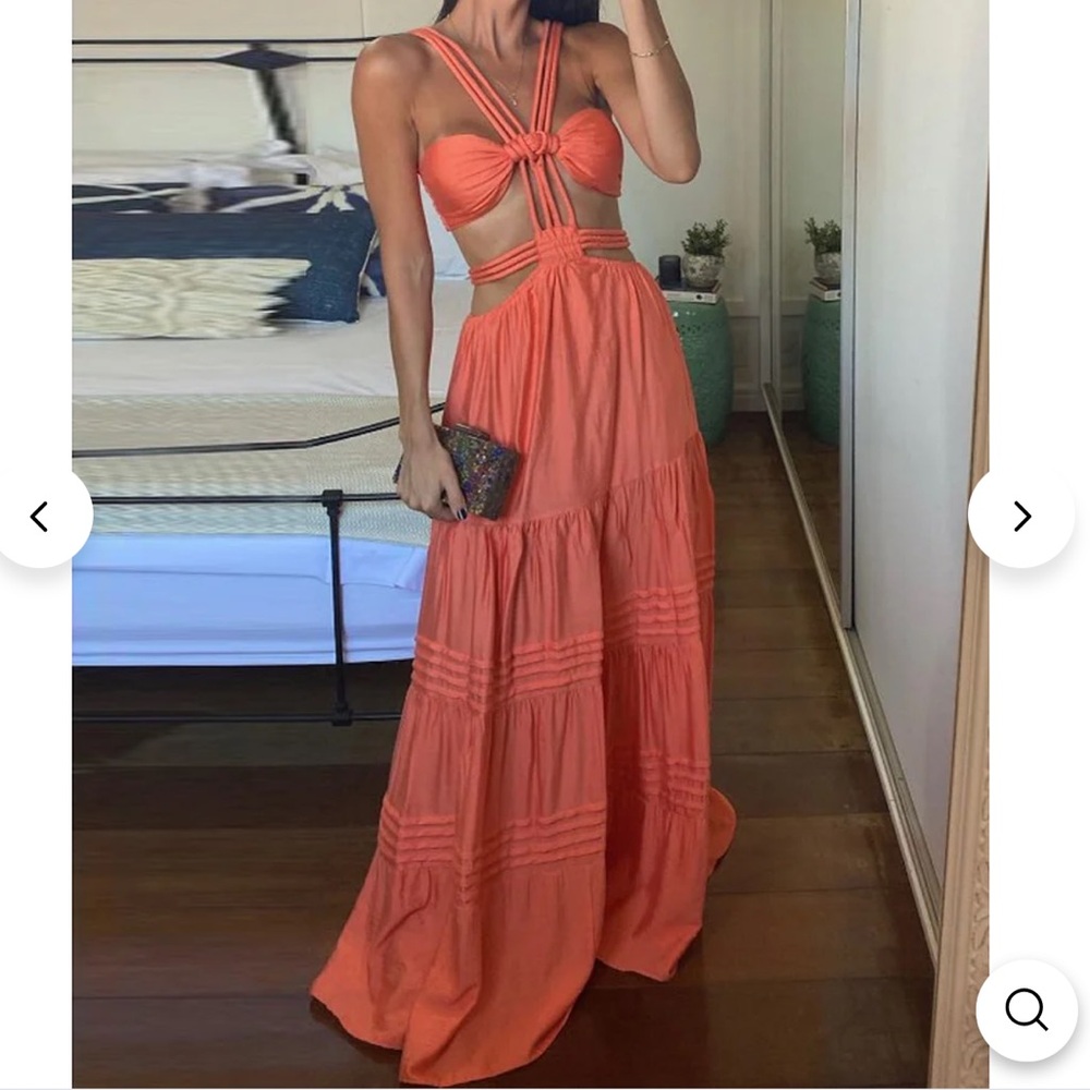 Sleeveless Hollow Solid Color Dress